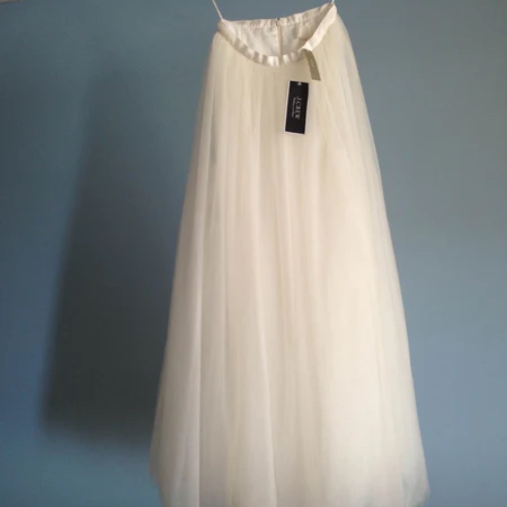 J. Crew Cream A-Line Tulle Maxi Skirt